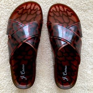 J Crew Rubber Pool Slides in tortoise